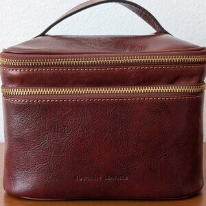 Tuscany Leather Toiletry Train Case, Burgundy Brown